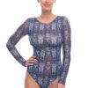 Women Smart Swimwear | Snake Blue One-Piece Swimsuit