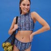 Women Smart Swimwear | Snake Blue Sport Top