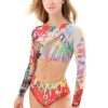 Women Smart Swimwear | Graffiti Top With Sleeves