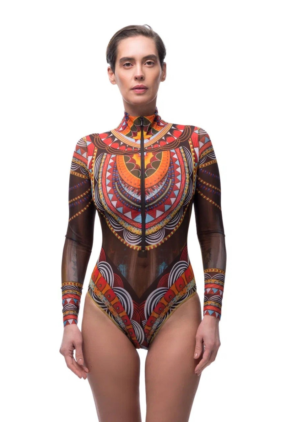 Women Smart Swimwear | Africa One-Piece Swimsuit With Zipper