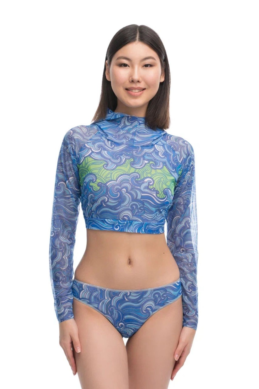 Women Smart Swimwear | Waves Top With Hood