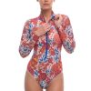 Women Smart Swimwear | Pomegranate Red One-Piece Swimsuit With Zipper